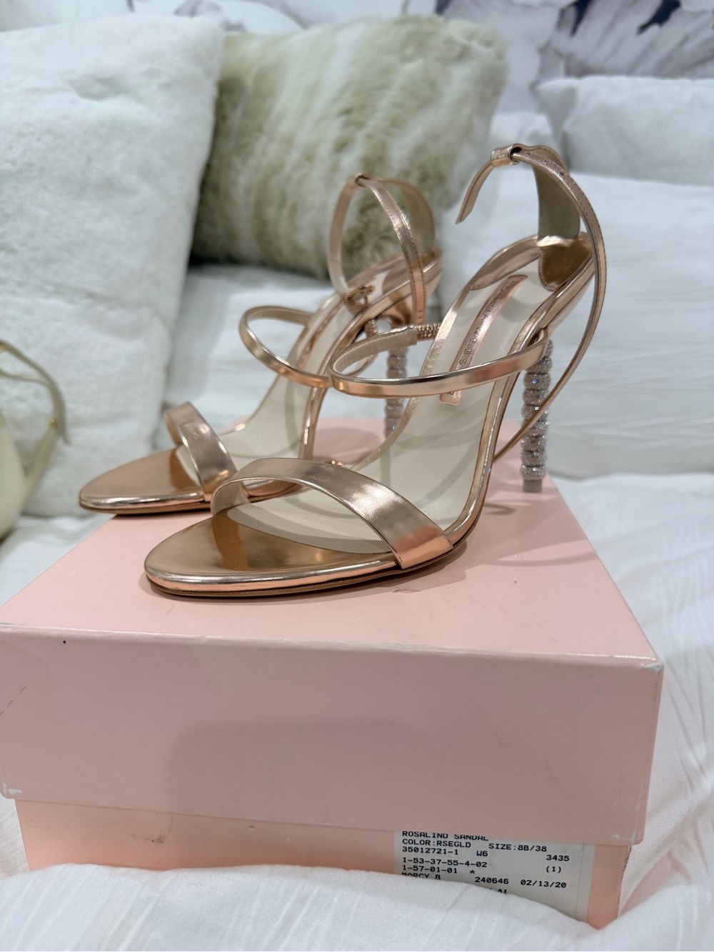 Sophia Webster Rose Gold Embellished Stiletto Sandals